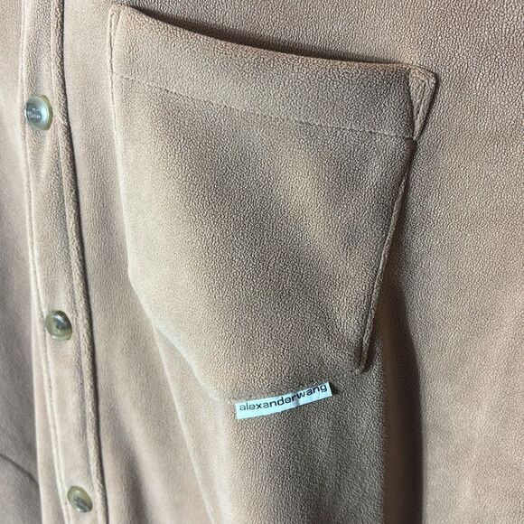 Alexander wang women’s small mid length fleece shacket teddy brown flag tag - Picture 4 of 14